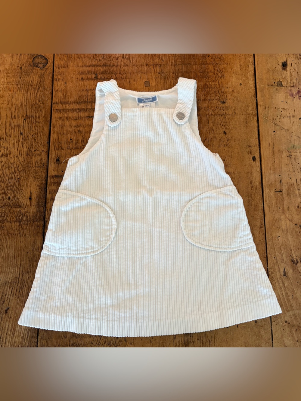 Jacadi White Corduroy Pinafore